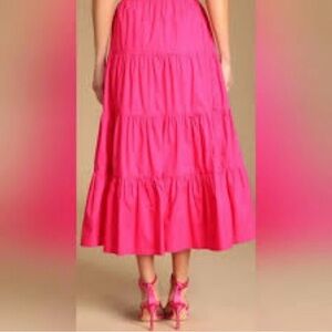 NWT Jason Wu hot pink cotton tiered ruffled belted maxi skirt